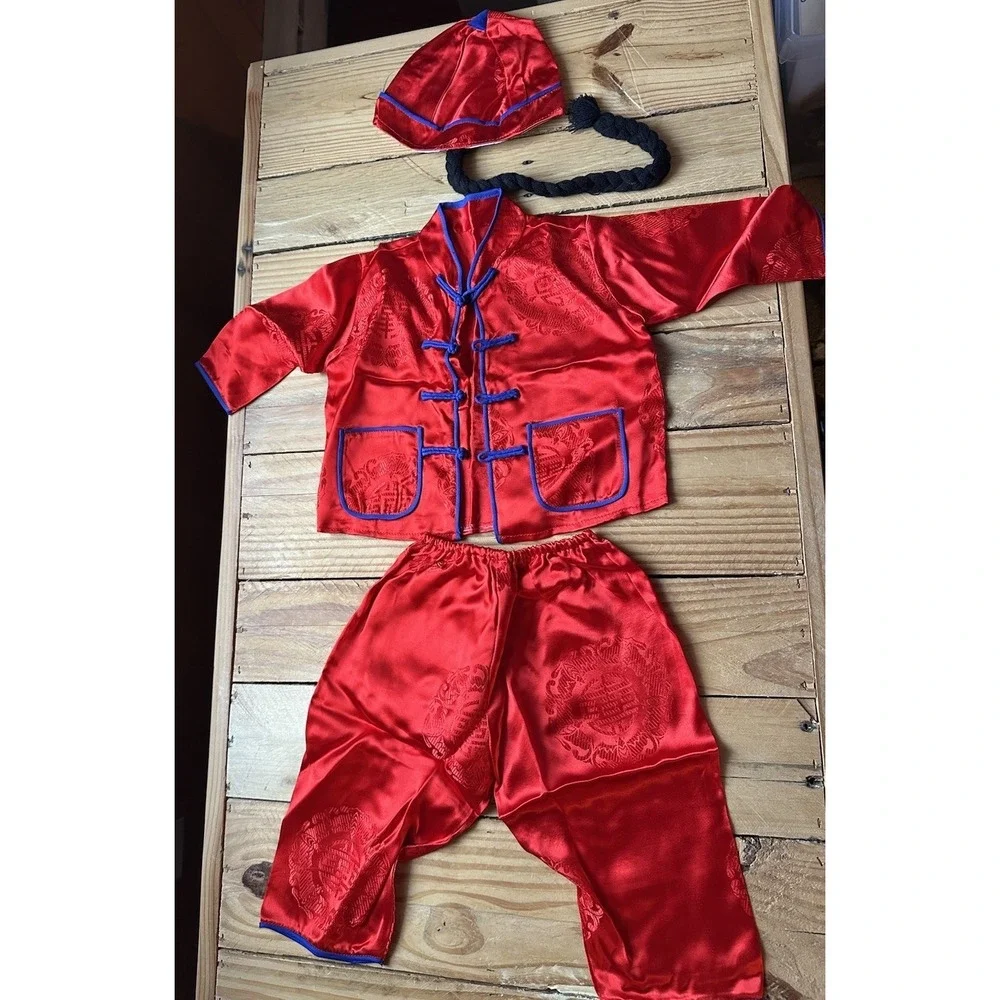 Lillian Vernon‎ Chinese Red And Blue Traditional Children Festive Outfit Costume